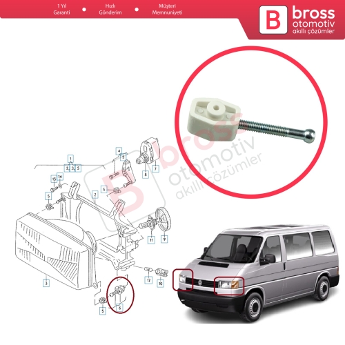 VW Transporter T4 Caravelle 1990-2004 701941141A İçin Far Ayar Klips Vida Braketi