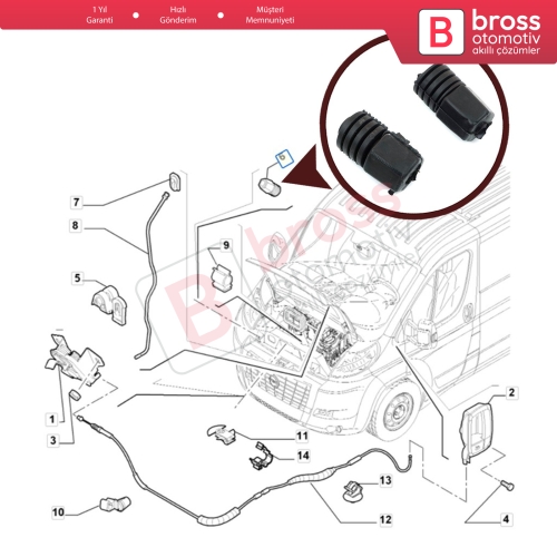 Fiat Alfa Romeo Lancia için Ön Kaput Ayar Takoz Lastiği 7781964