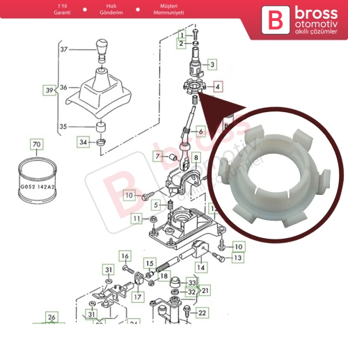 VW Audi Seat Skoda için Vites Kol Bilya Çanak Tamir Burcu 1J0711251