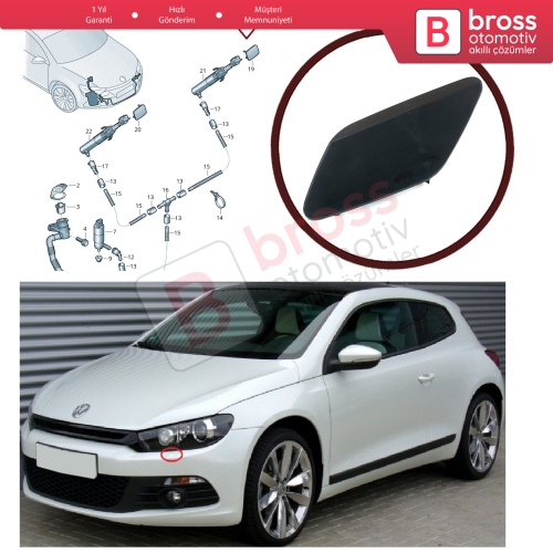 VW Scirocco 2015-2017 için Ön Sol Far Yıkama Kapağı 1K8807937