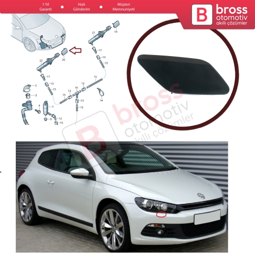 VW Scirocco 2015-2017 için Ön Sağ Far Yıkama Kapağı 1K8807938