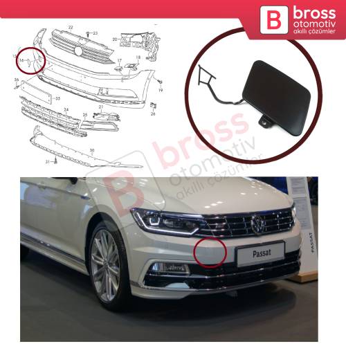 VW Passat B8 2014-2019 için Ön Tampon Çeki Demir Kapağı 3G0807155
