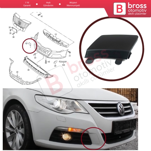 VW Passat CC 2008-2012 için Ön Tampon Çeki Demir Kapağı 3C8807241