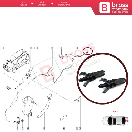 Renault Scenic MK2 3 Megane 2 Espace 5 Clio 3 Twingo 2 8200107563 için Arka Cam Su Fıskiye Memesi 8200107563