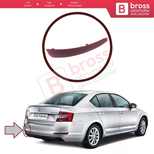 Skoda Octavia 2012-2016 4-Kapı Liftback Sedan için Arka Tampon Reflektörü SOL 5E5945105 5E9945105