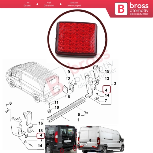 Fiat Doblo Ducato Peugeot Boxer Citroen Jumper Relay için Arka Tampon Reflektörü 1348401080