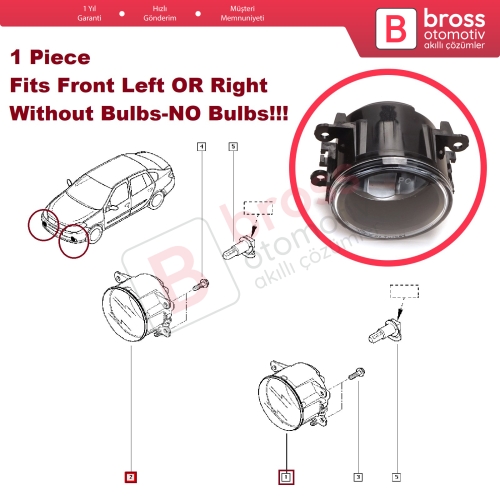 Renault Dacia Scenic Megane Master Laguna Thalia Logan Duster için Ön Sis Lambası 8200074009 AMPULSÜZ