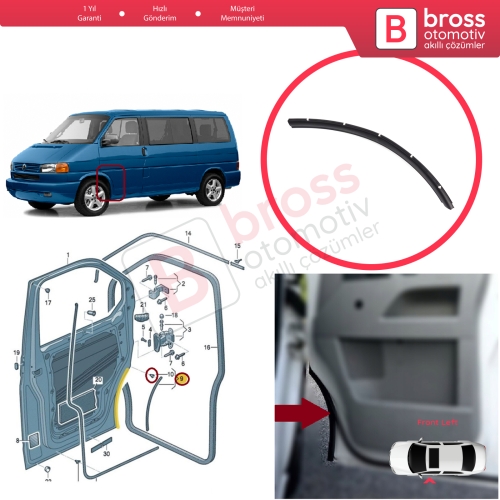 VW Transporter T5 T6 T6.1 Caravelle Multivan 7H0837565 İçin Ön Sol Çamurluk Kapı Alt Fitili 