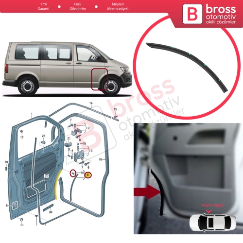 VW Transporter T5 T6 T6.1 Caravelle Multivan 7H0837566 İçin Ön Sağ Çamurluk Kapı Alt Fitili 