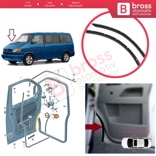 VW Transporter T5 T6 T6.1 Caravelle Multivan 7H0837565 7H0837566 İçin Ön Kapı Alt Fitili Seti
