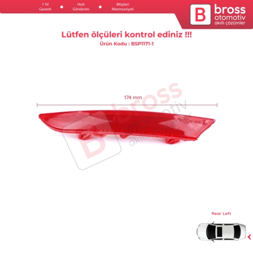 Renault Clio MK5 BF B7 2019-On 265651206R için Sol Arka Tampon Reflektörü