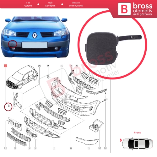 Renault Megane MK2  2002-2008 3/4/5 Kapı 7700474483 8200115121 için Ön Tampon Çeki Demiri Kapağı ASTARLI