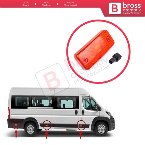 Fiat Ducato 250 Jumper Boxer Daily Relay 2006-2024 6303.A1 İçin 1 Adet Amber Renk Yan Bant Kapı Çamurluk Sinyali