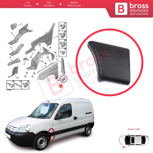 Citroen Berlingo MK1 M49 M59 1996-2008 8544.J7 İçin Ön Sol Çamurluk Çıtası