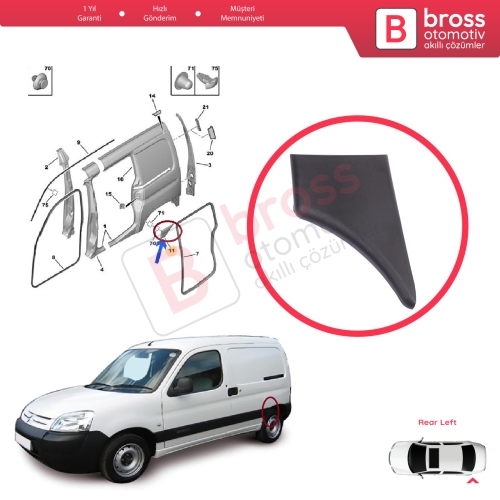  Citroen Berlingo MK1 M49 M59 1996-2008 8547L9 İçin Arka Sol Çamurluk Çıtası
