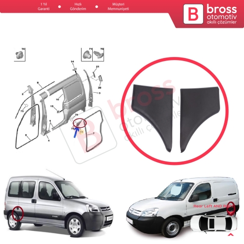 Citroen Berlingo MK1 M49 M59 1996-2008 8547L9 8547K4 İçin Arka Sol Sağ Çamurluk Çıtası