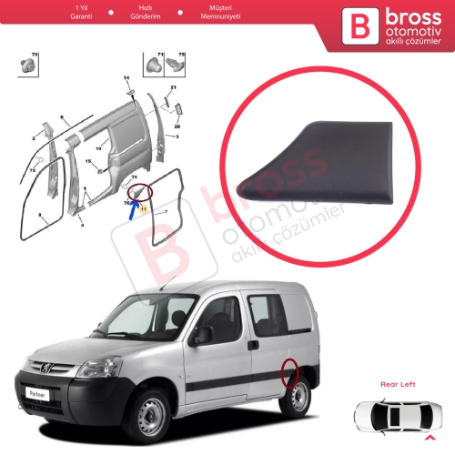 Peugeot Partner MK1 M49 M59 1996-2008 8547.L8 İçin Arka Sol Çamurluk Çıtası