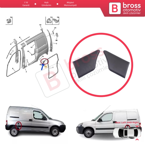 Peugeot Partner MK1 M49 M59 1996-2008 8547.L8 8547.K5 İçin Arka Sol ve Sağ Çamurluk Çıtası