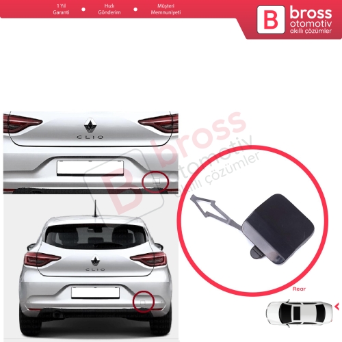 Renault Clio MK5 V B7 BJA 2019-2023 Makyajsız Kasa 511654352R için Arka Tampon Çeki Demiri Kapağı ASTARLI