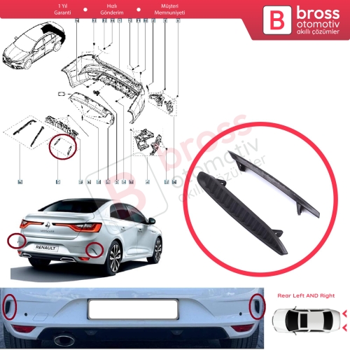 Renault Megane MK4 LFB 2016-On Sedan 850760115R için Sağ Sol Arka Tampon Çıtası Havalandirma Kapağı Bakaliti