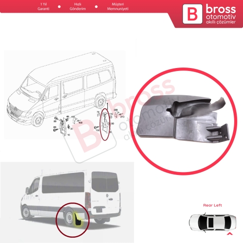 Mercedes Sprinter MK2 906 NCV3 VW Crafter MK1 2006-2017 A9068820204 için Arka Sol Tekerlek Çamurluk Paçalık