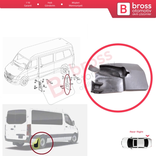 Mercedes Sprinter MK2 906 NCV3 VW Crafter MK1 2006-2017 A9068820304 için Arka Sağ Tekerlek Çamurluk Paçalık