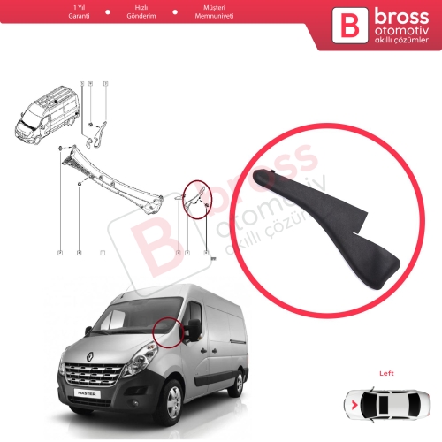 Renault Master MK3 Nissan NV400 Interstar Opel Movano B 668110012R için Ön Cam Sol Köşe Yan Parça Izgara Kulağı