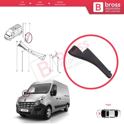 Renault Master MK3 Nissan NV400 Interstar Opel Movano B 668100009R için Ön Cam Sağ Köşe Yan Parça Izgara Kulağı