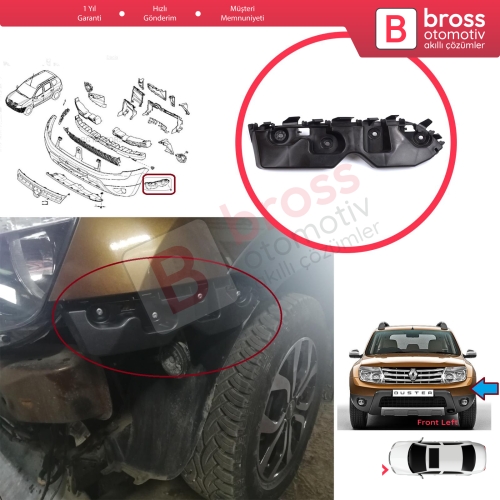 Renault Dacia Duster MK1 HS 2010-2017 622230010R için Ön Sol Tampon İç Bağlantı Braket Ayağı