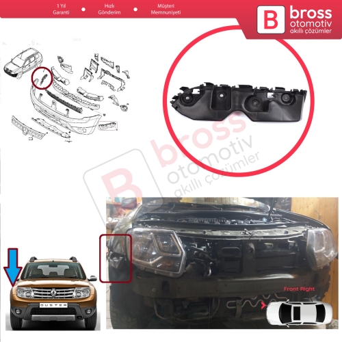 Renault Dacia Duster MK1 HS 2010-2017 622220011R için Ön Sağ Tampon İç Bağlantı Braket Ayağı 