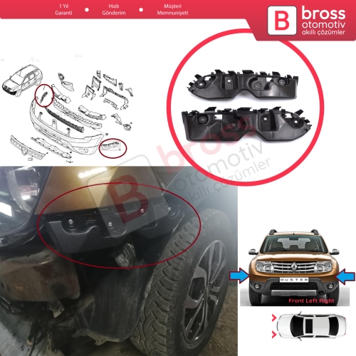Renault Dacia Duster MK1 HS 2010-2017 622230010R 622220011R için Ön Sağ Sol Tampon İç Bağlantı Braket Ayağı 
