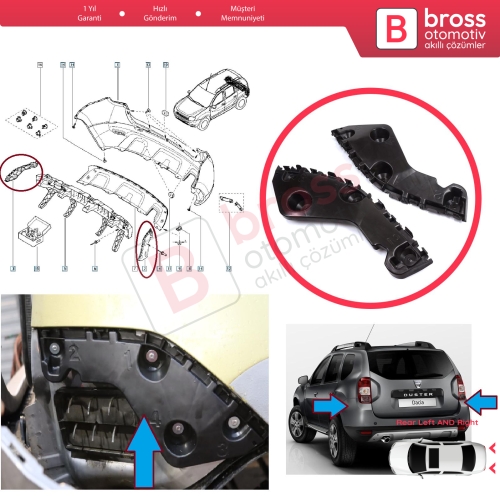 Renault Dacia Duster MK1 HS 2010-2017 622200010R 622210009R için Arka Sağ Sol Tampon İç Bağlantı Braket Ayağı 