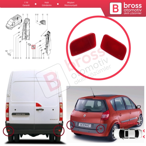 Renault Master 3 Scenic 2 Nissan NV400 Interstar Opel Movano B X62 8200152642 8200152643 için Sağ Sol Arka Tampon Reflektörü