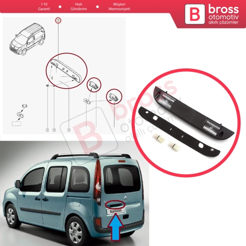 Renault Kangoo MK2 Grand Be Bop KW Express FW MPV Van 8200419876 için Arka Plaka Aydınlatma Lambası