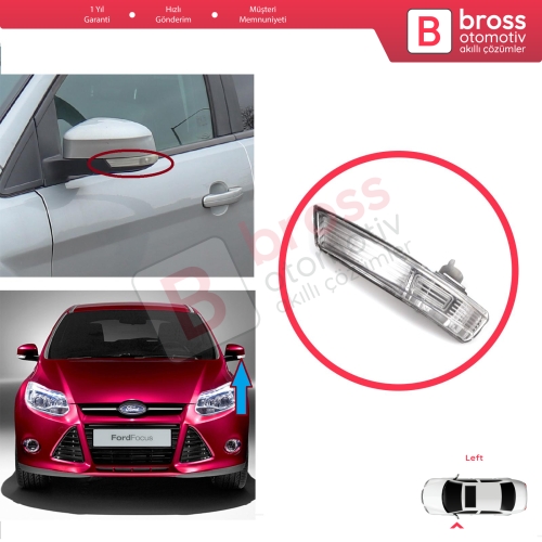 Ford Focus 2007-2020 Mondeo MK4 2007-2015 8M5113B383AA İçin Sol Yan Ayna Sinyali Beyaz 