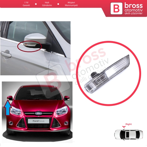 Ford Focus 2007-2020 Mondeo MK4 2007-2015 8M5113B384AA İçin Sağ Yan Ayna Sinyali Beyaz