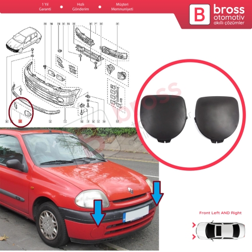 Renault Clio MK2 BB CB SB Faz 1 1998-2002 7701205718 için Ön Tampon Sol Sağ Sis Far Kapağı