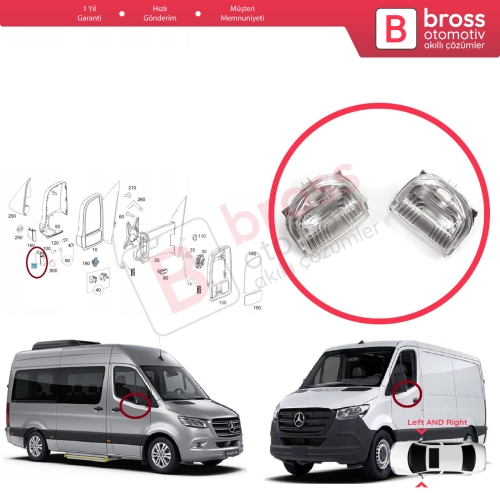 Mercedes Sprinter MK3 907 910 2018-On 9109064700 9109064600 İçin Yan Ayna Sinyali Beyaz Sağ ve Sol 