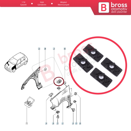 Renault Clio Ypsilon MK2 Espace MK4 Thalia Scenic Megane MK1 7700412158 İçin 4 Adet Ön Çamurluk Tespit Bağlantı Klips Parçası VİDASIZ