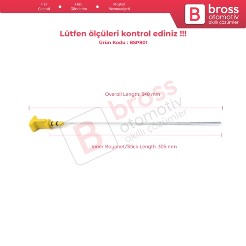 Renault 21 Manager Concorde J7R J7T 2.0 Motor 7700731458 İçin Yağ Ölçüm Çubuğu 305 mm