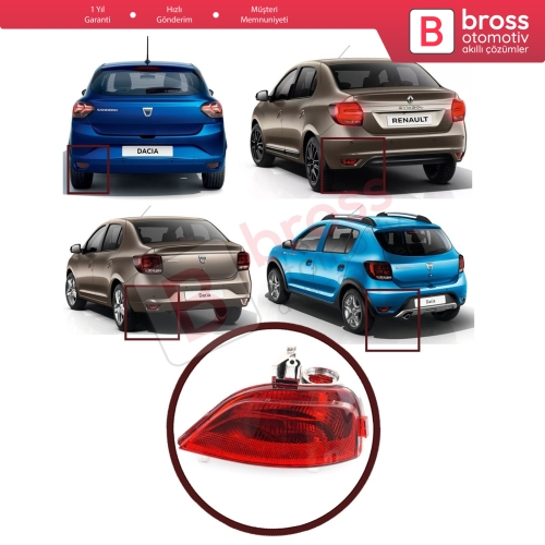 Renault Symbol 3 Sandero 2 Logan 2 Sedan için Arka Tampon Sis Farı Sol 265854470R