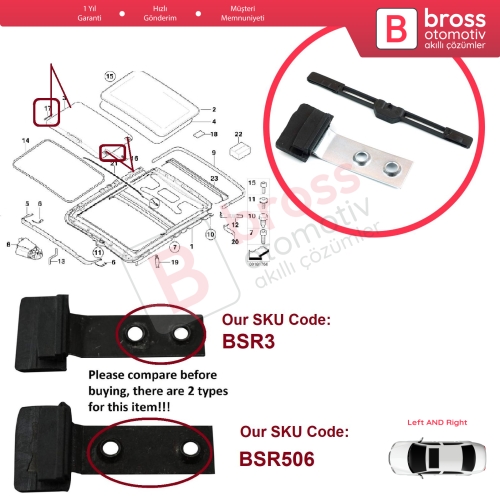 BMW 3 Series E46 1997-2003 Makyajsız Kasa 54138246025 54138246027 için Sunroof Perde Güneşlik Sol ve Sağ Kayar Kızak Çıta Bakalit Klipsi