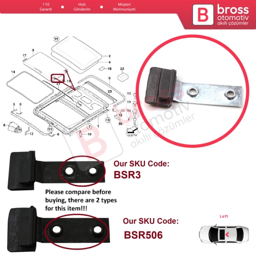 BMW 3 Serisi E46 2003-2006 Makyajlı Kasa 54137134516 için 1 Adet Sunroof Perde Güneşlik Sol Kayar Kızak Çıta Bakalit Klipsi