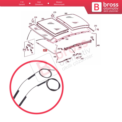 Mercedes E Class W211 S211 İçin Panoromik Sunroof Teli A2117800121
