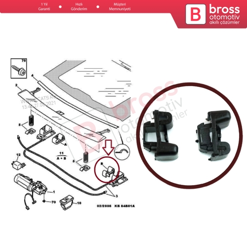 Peugeot 206 İçin Sunroof Halat Spiral Uç Klips Tutucu Bakalit 842470