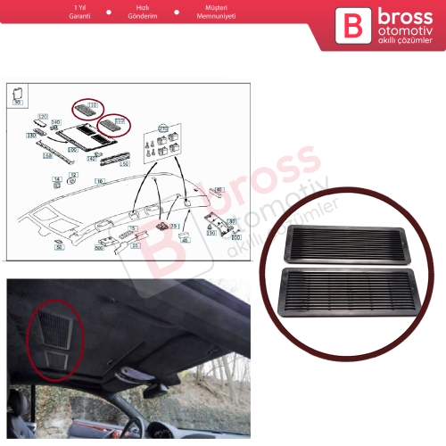 Mercedes W202 W203 W208 W209 W210 W211 W215 W219 W220 W240 W140 için 2 Adet Siyah Sunroof Perde Tavan Havalandırma Izgarası A2117840644