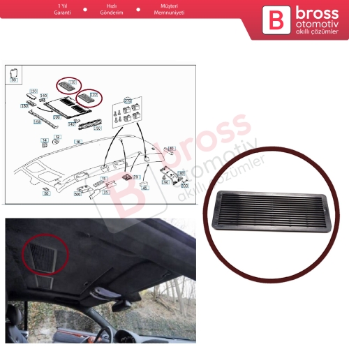 Mercedes W202 W203 W208 W209 W210 W211 W215 W219 W220 W240 W140 için 1 Adet Siyah Sunroof Perde Tavan Havalandırma Izgarası A2117840644