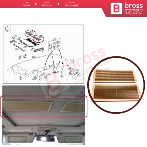 Mercedes W202 W203 W208 W209 W210 W211 W215 W219 W220 W240 W140 için 2 Adet Bej Sunroof Perde Tavan Havalandırma Izgarası A2117840644