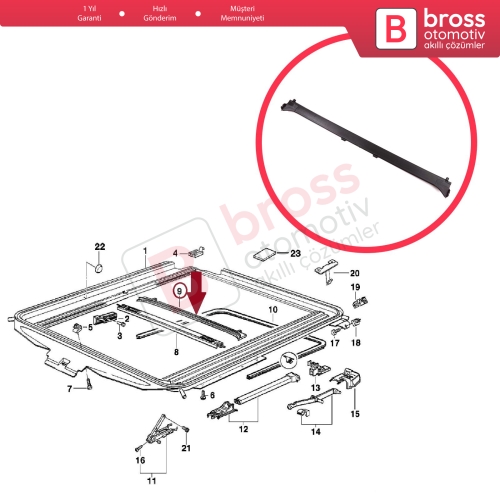 BMW 3 Serisi E36 1990-2000 54128119752 İçin Sunroof Tavan Yağmur Oluğu