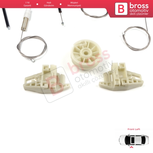 Renault Megane MK2 2002-2008 4/5 Kapı 8200325136 İçin Ön Sol Kapı Cam Kriko Tamir Seti